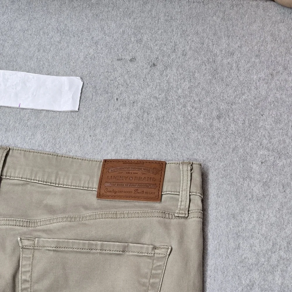 Lucky Brand Men Pants 38X30 Khaki Chino Twill 121 Slim Straight Button Zipper